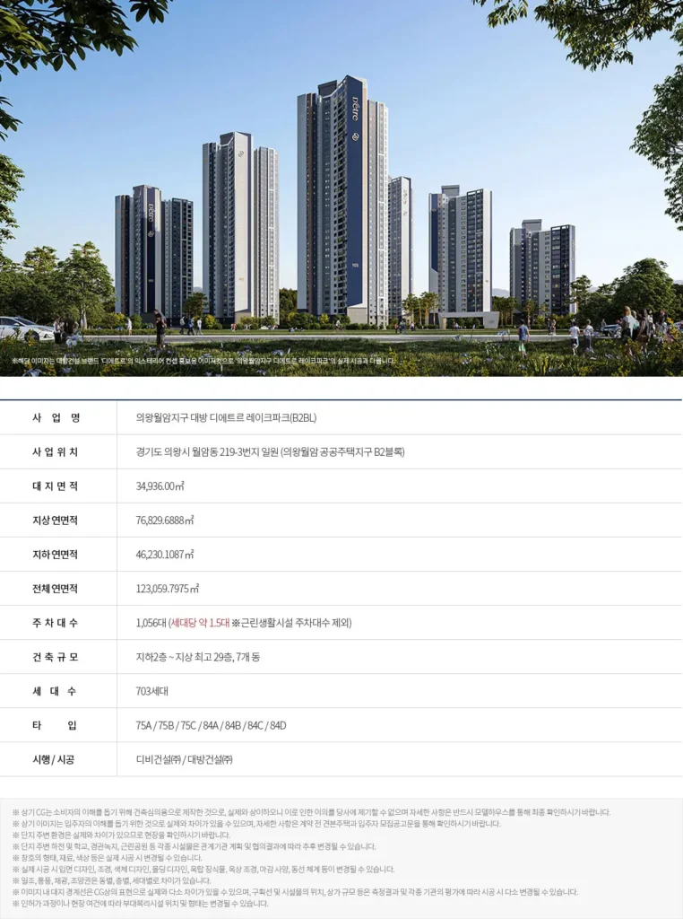 의왕월암지구 대방 디에트르 레이크파크 | 의왕 신축 아파트 조감도